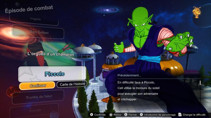 Débloquer toutes les routes de Piccolo dans DBZ Sparking Zero