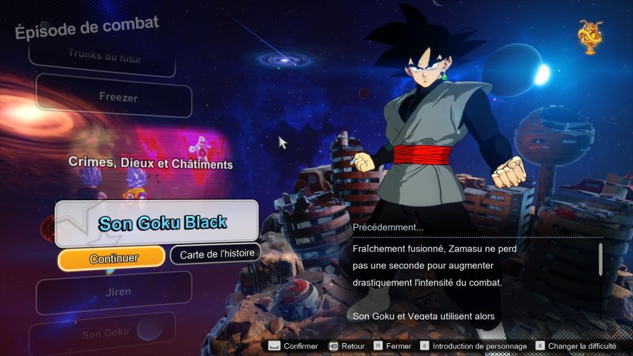 Goku Black Routes dans DBZ Sparking Zero