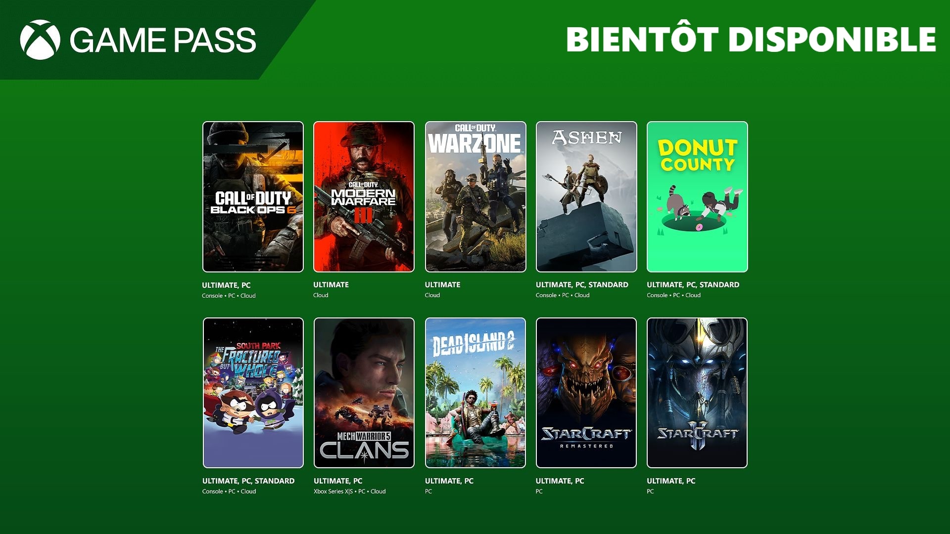 Xbox Game Pass : Arrivée prochaine de Call of Duty, StarCraft et Dead Island 2