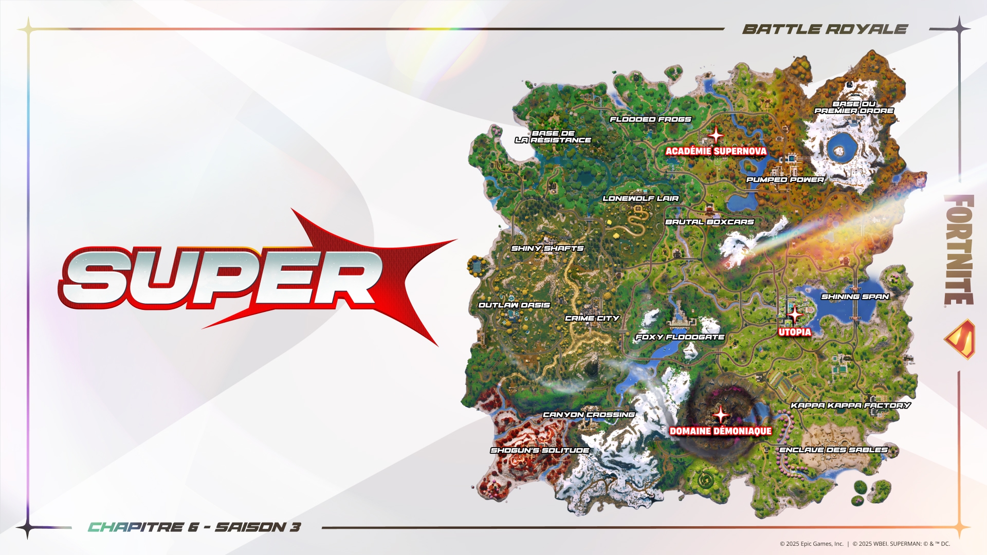Fortnite Chapitre 6 Saison 3 : Découvrez la carte des Super-Héros