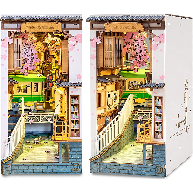 découvrez le book nook sakura densya : une décoration miniature immersive inspirée des cerisiers en fleurs et des trains japonais, parfaite pour les amateurs de lecture et d'ambiance zen.